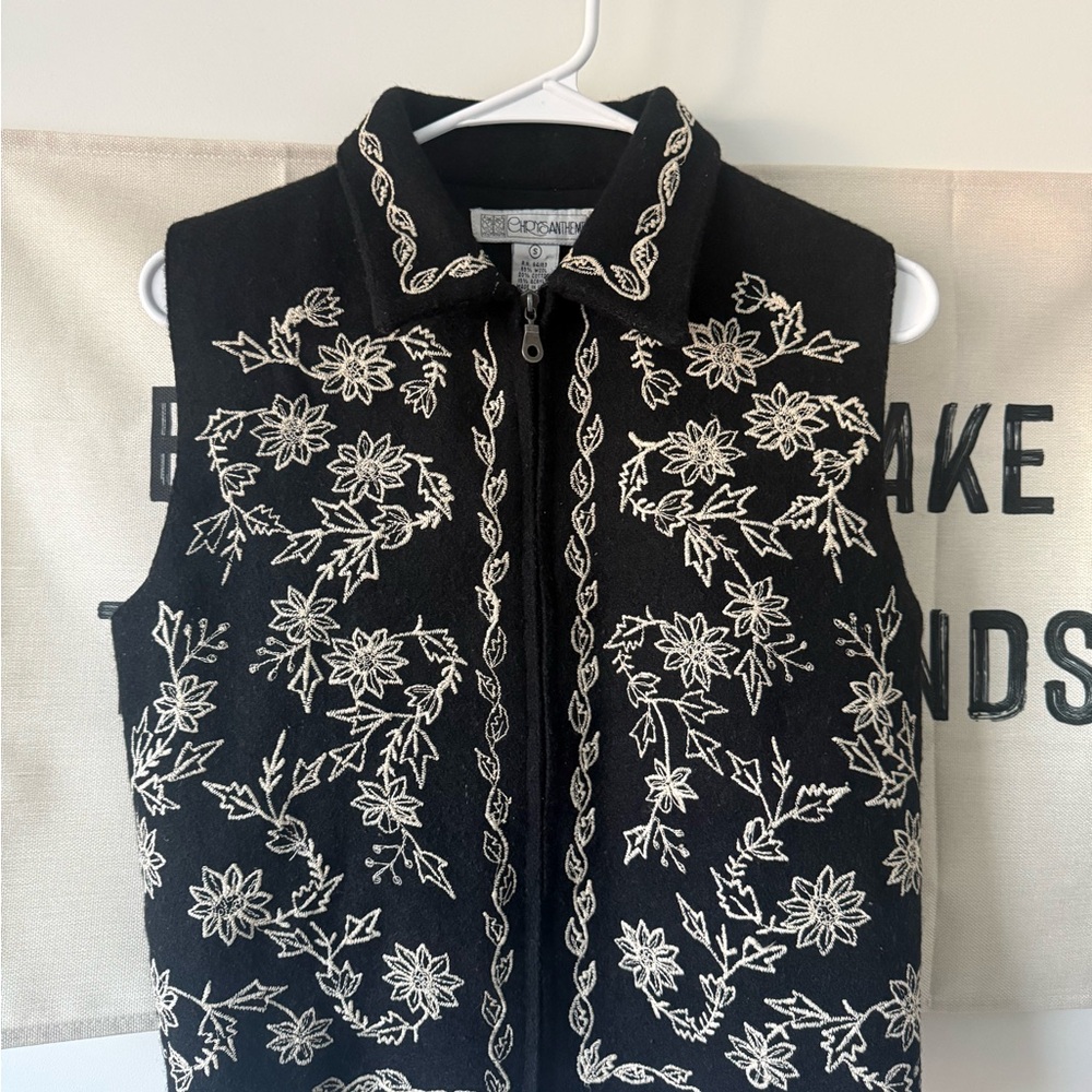 Elegant Black Floral Vest